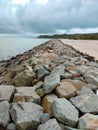 pile of rocks on the beach. Beautiful mattresses are in Bangka, Indonesia Royalty Free Stock Photo