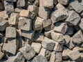 Pile of rocks for construction. Many stones gravel stacked