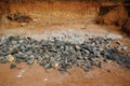 Pile Of Rocks I.E. Lithium Mining And Natural Resources Like Limestone Mining In Quarry. Natural Zeolite Rocks Are Excavated With Royalty Free Stock Photo