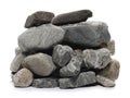 Pile rocks isolated on white background