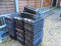 Pile of roofing slates or tiles.