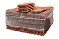 Pile of roofing tiles packaged.