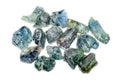 A pile of rough uncut light blue green sapphires Royalty Free Stock Photo