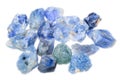 A pile of rough uncut light blue sapphires