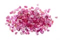 A pile of rough uncut pink red ruby