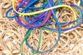 Pile of rubber bands of different colors