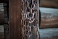 Pile of rusted old chains at a boatyard. Royalty Free Stock Photo