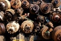 Pile of Rusty Axels and Drive Shafts Royalty Free Stock Photo