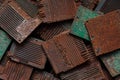 Pile of rusty circuit boards and computer parts