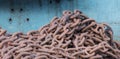 Pile of rusty, large chains. Royalty Free Stock Photo