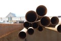 Pile of rusty metal pipes