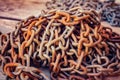 A pile of rusty old chain Royalty Free Stock Photo