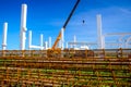 Pile of rusty reinforcing mesh, armature stacked temporarily Royalty Free Stock Photo