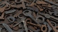 Pile of rusty vintage keys Royalty Free Stock Photo
