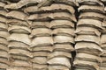 Pile of sand bags used in trench warfare or as a flood defence Royalty Free Stock Photo