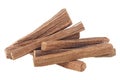 Pile of sandalwood sticks isolated on white background. Chandan or sandalwood