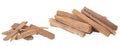 Pile of sandalwood sticks isolated on white background. Chandan or sandalwood