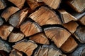 A pile of sawed firewood for heating in winter stockpile of firewood during the energy crisis