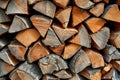 A pile of sawed firewood for heating in winter stockpile of firewood during the energy crisis
