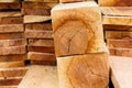 Pile of sawed wood planks Royalty Free Stock Photo