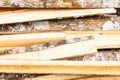 Pile of sawed wood planks Royalty Free Stock Photo