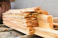 Pile of sawed wood planks Royalty Free Stock Photo
