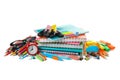 Pile of school supplies isolated on background Royalty Free Stock Photo