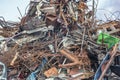 Pile of scrap metal on the garbage dump. Royalty Free Stock Photo