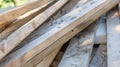 Pile of scrap wood from mattresses and palettes for recycled up-cycled DIY furniture making or wood carpentry projects. Wood Royalty Free Stock Photo