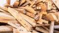 Pile of scrap wood from mattresses and palettes for recycled up-cycled DIY furniture making or wood carpentry projects. Wood Royalty Free Stock Photo