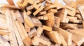 Pile of scrap wood from mattresses and palettes for recycled up-cycled DIY furniture making or wood carpentry projects. Wood Royalty Free Stock Photo