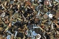 Pile of screws - abstract industrial background Royalty Free Stock Photo