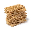 Pile of sesame snaps white background close up Royalty Free Stock Photo