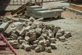 Pile of setts stones in a construction site Royalty Free Stock Photo