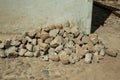 Pile of setts stones and sand in a construction site