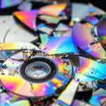 Iridescent Shards of Broken Compact Discs Royalty Free Stock Photo