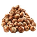 A Pile of Shelled Hazelnuts with Brown Shells Royalty Free Stock Photo