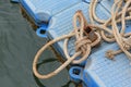 Pile of ship rope on floating pontoon