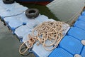 Pile of ship rope on floating pontoon