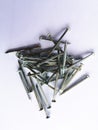 A pile of silver iron nails Royalty Free Stock Photo