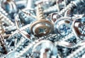 Pile of Silver Screws Macro Closeup Background Pattern Royalty Free Stock Photo