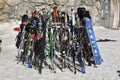 Pile of Skis and Snowboards at the Zugspitze Glacier