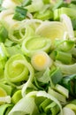 sliced leek, closeup macro