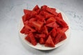 Pile of sliced and peeled watermelon. Royalty Free Stock Photo