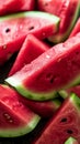 Pile of Sliced Watermelon on Table, Fresh, Juicy Fruit for Summer Refreshment