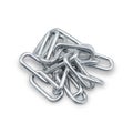 A pile of slightly rusted metal chains on a white background, Clipping path Included. Royalty Free Stock Photo