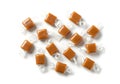 A pile of small orange and clear plastic electronic components Royalty Free Stock Photo