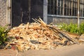 Pile of small pieces of scrap wood for fuel Royalty Free Stock Photo