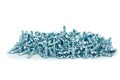 Pile of small silver colored metal screws Royalty Free Stock Photo