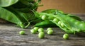 Pile of snow peas on wood background Royalty Free Stock Photo